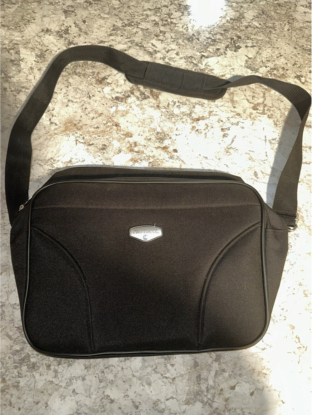 Protocol Black Nylon Messenger Bag Adjustable Strap Solid Pattern 18" & Under